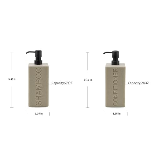 Rectangular Resin Dispenser Premium Bathroom Shampoo Conditioner Body Wash Bottle Modern Refillable Pump Design - color: Tan