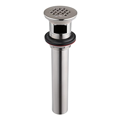 Artiwell Grid Drain Strainer Assembly With Overflow for Bathroom Sink, P.O. Plug Lavatory Drain, Brushed Nickel - color: Brushed Nickel, style: With Overflow