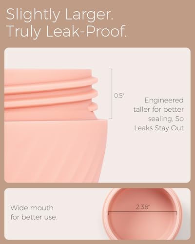 TakeToday Travel Containers for Toiletries, 2oz, 4 Pack, Apricot | Air Travel Leak-Proof, TSA Approved, Silicone Jars with Lid, for Cosmetics & Toiletries - color: Apricot