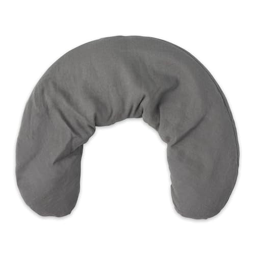 Bucky Linen Hot & Cold Neck Pillow, Natural Buckwheat Filling, Gray, 25x6.5-inch - color: Gray