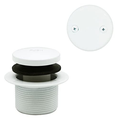 Westbrass D93-2-50 1-1/2" Tip-Toe Bathtub Drain Trim with Two-Hole Overflow, Powder Coat White - color: Powder Coat White, size: 1 Pack