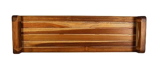 EcoDecors, 29 inch, with LiftAid Handles, Bath Tray for Tub, Bath Tub Tray Wood, Bathtub Table, Caddy for Bathtub in Natural Teak - style: 29"- LiftAid Handles
