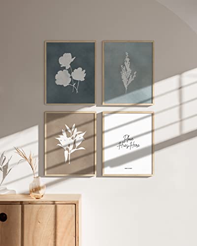 HAUS AND HUES Floral Wall Art - Set of 4 Plant Posters for Wall Vintage Botanical Prints, Flower Pictures for Room Aesthetic, Vintage Art Prints Flower Wall Art (Beige Frame, 16x20) - color: Colored Antique Flowers, size: 16x20, style: Beige Framed