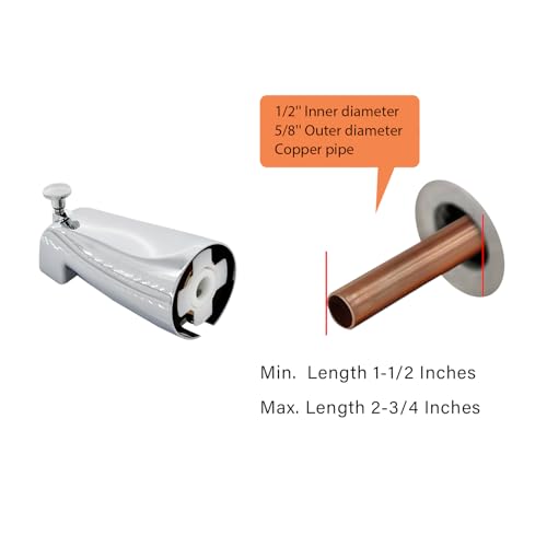 Slip Fit Tub Spout with Pull-Up Diverter for 1/2 inch Copper Tube, Chrome - color: Polished Chrome