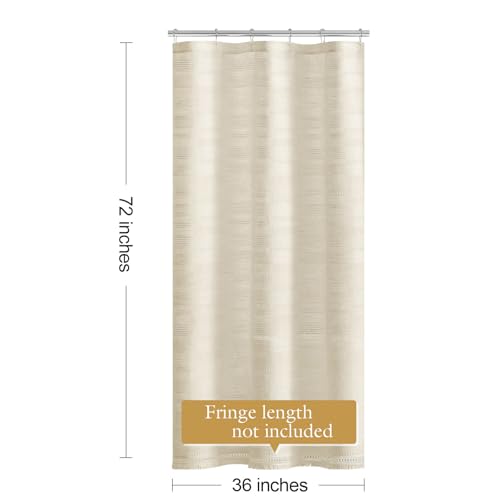 Small Stall Boho Farmhouse Shower Curtain with Tassel, Linen Bohemian French Country Chic Bathroom Shower Curtain Set, Modern Striped Textured Shower Curtain 36x72 - Beige/Cream - color: Beige, size: 36"W x 72"L (Pack of 1)