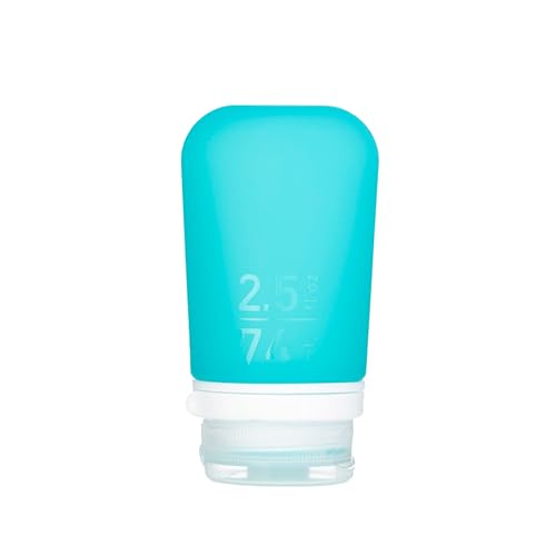 humangear GoToob+ (Medium) | Refillable Silicone Travel Bottle | Locking Lid | Food-Safe Material | Aqua, Medium (2.5 fl.oz.; 74ml) - color: Aqua, size: 2.5 Ounces