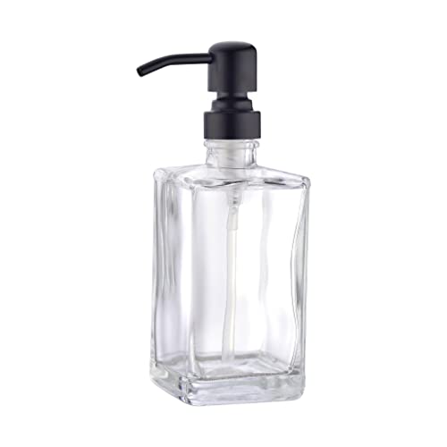 13.5 Oz Clear Glass Soap Dispenser with Matte Black Rust-Proof Stainless Steel Pump - Refillable Hand/Dish Soap Dispenser for Bathroom Countertop & Premium Kitchen - color: Matte Black