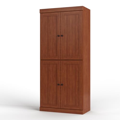 Palace Imports Solid Wood Tall Bathroom Pantry Cabinet with 4 Shaker Doors & Adjustable Shelves, Mocha - 100% Eco-Friendly, Renewable, Space-Saving Storage, 71.5" H x 32" W, Made in Brazil - color: Mocha
