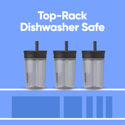 Owala Kids BPA-Free Plastic Tumbler with Spill Resistant Flexible Straw, Easy to Clean, Kids Water Bottle, Great for Travel, Dishwasher Safe, 15 Oz, Skate Park - color: Black and Gray (Skate Park), size: 15 Ounces