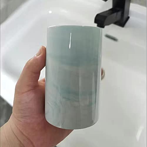 Marble ceramic mug, creative toothbrush holder, simple drinking cup. (Blue) - color: Blue