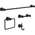 Delta 4-Piece Matte Black Bathroom Set Towel Rack, Ring, Toilet Paper Holder, Hook | Nicoli Bath Accessories - color: Matte Black