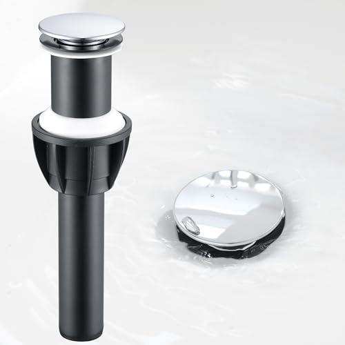 TIORIY Vessel Sink Drain Without Overflow, Bathroom Pop up Sink Drain Fit for 1 3/4 Inch Vessel Sink, Built-in Anti Clogging Sink Stopper, Chrome - color: No Overflow Chrome