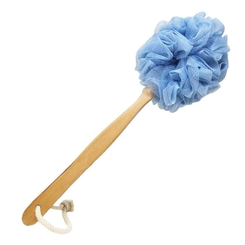 Back Scrubber for Shower & Body, Long Handle Bath Brush with Loofah Sponge, Exfoliating Shower Brush for Men and Women - color: A-blue