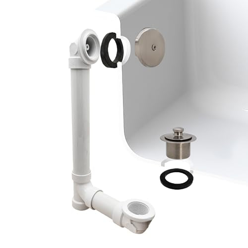Westbrass Pull & Drain Sch. 40 PVC Bath Waste with One-Hole Top Elbow, Satin Nickel, D49721-07 - color: Satin Nickel, size: 1 Pack