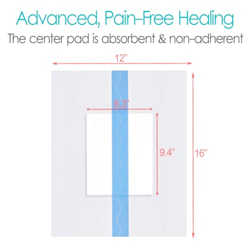 Large Incision Bandage with Center Pad 12"x16" Waterproof Bandages Wound Cover for Showering, Shower Shield Protector Water Resistant Barrier Patches Post Surgical Pacemaker Pack of 10 - size: 12"x16" (Pack of 10)