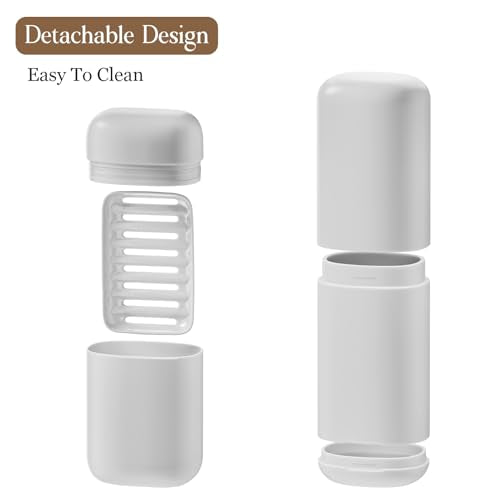 2Pack Travel Soap Case Container, Portable Toothbrush Travel Case with Cup, Tooth Brush Soap Bar Case Set for Traveling, Bathroom, Camping, Gym, Gray