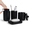 BosilunLife Ceramic Bathroom Accessories Sets Complete Bathroom soap Dispenser and Toothbrush Holder Set (Black-Foam) - color: Smooth-black-foam