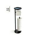 Toilet Paper Holder Black Metal Free Standing Bathroom Paper Holder Stand with Anti-Slip Base and Storage Shelf,Roll Tissue Holder Dispenser for 4 Reserve Rolls