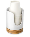 Ceramic Bathroom Cups Dispenser - 3 oz Disposable Paper & Plastic Bathroom Cups Holder - Mouthwash Cups Dispenser for Bathroom, Guest Toiletries, Countertop - BPA Free, Kids Safe(White) - color: White, size: Set/1