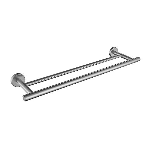 JQK Double Bath Towel Bar, 20.5 Inch 304 Stainless Steel Thicken 0.8mm Towel Rack Bathroom, Towel Holder Brushed Finished Wall Mount, Useable Length 18 Inch, TB100L18-BN - color: Brushed, size: 18 Inch