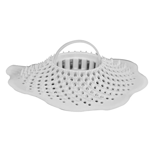 Danco Bathtub Drain Hair Catcher with in-Drain Basket and Strainer Pegs, fits 1.8″ Tub Drains, Protects Drains from Clogs, White, (10306) - size: 1-Pack In-Drain