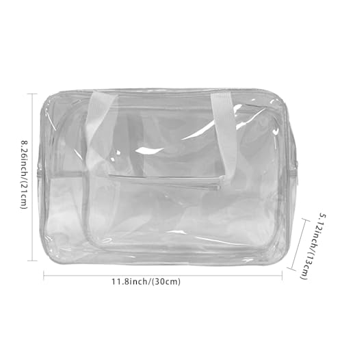 Large Clear Transparent Gift Pouch Wash Travel Makeup Cosmetic Bag with Handle for Travel Bathroom Toiletry Organizer (Clear) - color: clear