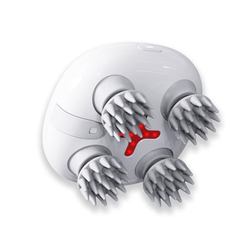Electric Scalp Massager, Head Scratcher Mimics Four-Finger Kneading Massage, Rechargeable & Waterproof, Pets Massager - color: White, size: Standard