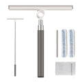 Shower Squeegee for Glass Doors, Telescopic 2-in-1 Squeegee for Window Cleaning with Microfiber Scrubber for Bathroom, Tile Wall, Car Windshield