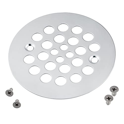 Artiwell 4-1/4“ Shower Strainer Drain Trim Set, Screw-in Shower Strainer Drain Cover, Plastic-Oddities Style Replacement Strainer Grid,Machine & Self-Tapping Screws Included (Chrome Plated) - color: Chrome Plated