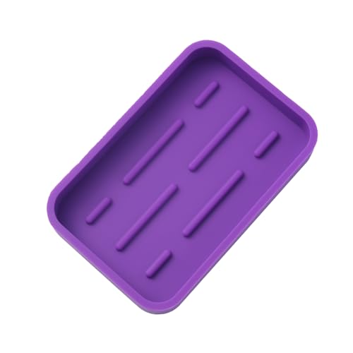 MicoYang Silicone Kitchen Sink Organizer Tray for Multiple Usage,Easy Clean Sponges Holder for Kitchen Bathroom Counter or Sink,Dish Soap Dispenser,Scrubber,Bottle,Cup Purple 4.9”x 3.2” - color: Purple, size: 4.9" x 3.2" x 0.7"