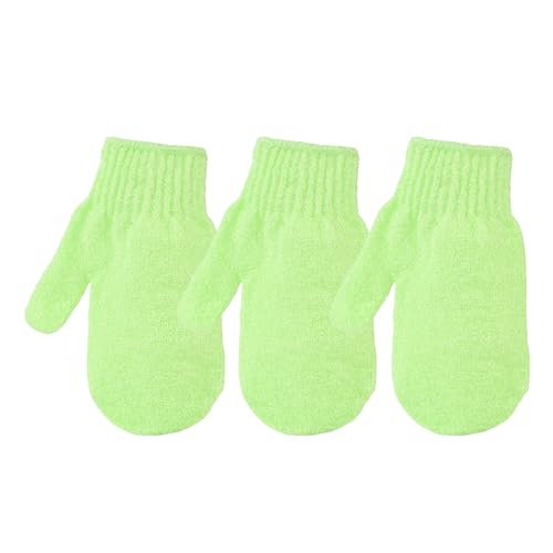 Exfoliating Gloves for Shower, Gentle Body Scrub Mitt Set, Exfoliating Body Scrubber Glove, Gentle Cleansing Accessories, Green, 3Pcs - color: Green