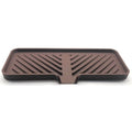 Silicone Soap Dish Tray and Sponge Holder with Drain Chute and Feet | 3-Way Sloped Design | Bathroom and Kitchen Sink Organizer Caddy (Dark Chocolate, 10"x4", 7.8 Ounces) - color: Dark Chocolate, size: 10"x4"