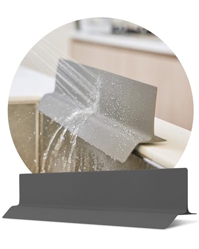 DEARCUS Kitchen Sink Splash Guard 19.7 Inch – Soft Silicone Water Shield for Apartment, Small Kitchen & Bathroom Sinks, Keeps Clothes Dry During Dishwashing, Strong Suction Non-Slip (Deep Gray) - color: Deep Gray, size: 19.7"