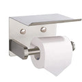 Self Adhesive Toilet Paper Holder with Phone Shelf Stainless Steel Wall Mounted Toilet Paper Roll Holder - Rustproof and Bathroom Washroom Tissue Roll Holder with Storage Shelf(Silvery) - color: Silver