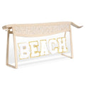 Boho Patch Cosmetic Bag with Zipper, Chenille Varsity Letter Makeup Bag, Clear Travel Pouch, Multi-purpose Small Toiletry Bag for Women Girls (Beach) - style: Beach