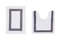 Better Trends 100% Cotton Hotel Collection Bath Set, White & Gray - Tufted, Reversible, Absorbent & Machine Washable 2 Piece Bathroom Rug Set, Toilet Base & Sink Mat - color: White & Gray, size: 2 Piece Set (17" x 24" | 20" x 20")