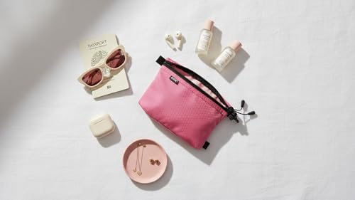 GOX Small Toiletry Bag for Men Bulk Cosmetic Bag Dopp Kit Carry On Zipper Pouch Organization Nylon Small Packing Sack Water Repellent - color: Pink