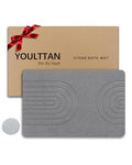 Stone Bath Mat 24"x16" - Diatomaceous Earth Shower Mat, Quick Dry, Anti-Slip, Modern Design with Bonus Non-Slip Pad - Perfect for Home Safety and Style, (Gray,Semicircle) - color: Gray,semicircle