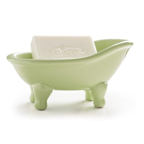 5.6" Ceramic Mini Bathtub Soap Dish Decortative Clawfoot Bathroom Soap Dish (Green Tea) - color: Green Tea