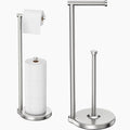 theaoo Heavy-Duty Toilet Paper Holder Stand – Modern Freestanding Bathroom Toilet Tissue Paper Roll Holder with Reserve & Storage, Stainless Steel (Silver, Free Standing) - color: Silver