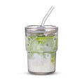 BLUEPOLAR 13oz/400ml Tumbler Water Glass, Cups with Straw and Lid Sealed Carry on for Coffee, Iced Tea, Thick Wall Insulated Glass Cup(white) - color: White