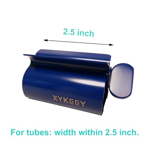 XYKEEY Toothpaste Tube Squeezer - Set of 2 Toothpaste Squeezer Rollers, Metal Toothpaste Tube Wringer Seat Holder Stand (Blue) - color: Blue