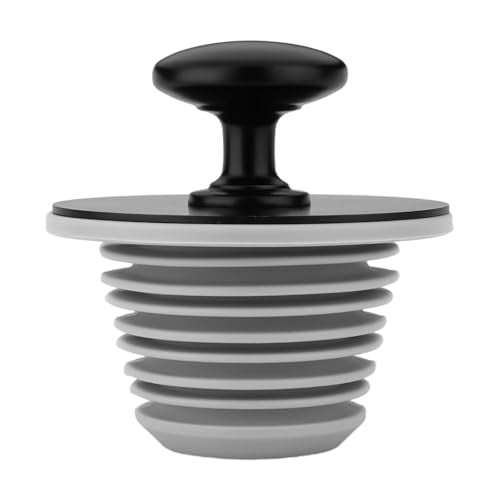 Bathtub Drain Stopper,Tub Silicone Stopper,Bathtub Drain Replacement Accessories,Suitable for Bathtubs,Sinks,Washbasin Drain Ooutlet Rubber Drain Stopper (Black) - color: Black