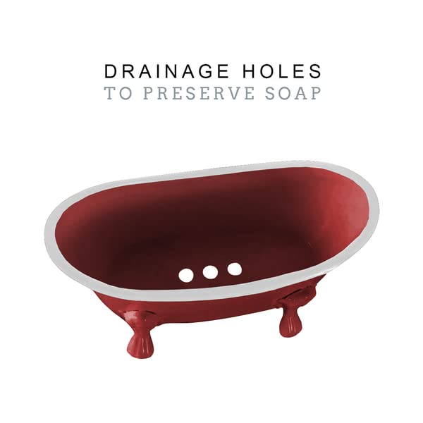 Rustic Enamel 1 Piece 5.5" Metal Clawfoot Mini Bathtub Soap Dish Mini Bath Tub Decoration Clawfoot Tub Soap Caddy Collection (Berry) - color: Berry