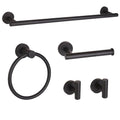 Matte Black Bathroom Hardware Set, Modern 24-Inch Towel Bar Set Wall Mounted, Towel Rack Set Black,Stainless Steel Bathroom Accessories Set Black,5-Pieces - color: Matte Black