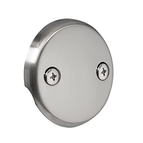 Westbrass A593244-07 14" x 1-1/2" White Tubular Bathtub Waste & Overflow Assembly with Tip-Toe Drain Plug and 2-Hole Faceplate, Satin Nickel (Pack of 12) - color: Satin Nickel, size: 12 Pack