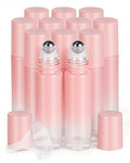Worldgsb 12 Pack Essential Oil Roller Bottles, 10ml Refillable Glass Roller Bottles with Stainless Steel Roller Balls and Caps for Travel, Perfume and Lip Gloss Pink Gradient - color: Pink-Gradient, style: 12 Pack