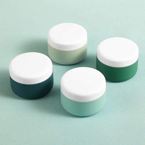 kuangre Travel Containers for Toiletries, Silicone Cream Jars BPA-Free, Leak-proof 3oz Travel Size Containers, Portable Size Silicone Jars with Lid for Cosmetic Face Hand Body Cream (4 Pack) - color: Mint, size: 3 Ounces