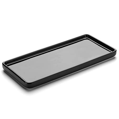 Gurygo 8" Bathroom Trays, Ceramic Vanity Trays for Bathroom, Small Ceramic Tray, Kitchen Soap Tray for Kitchen Counter (Black, 8",Set/1) - color: Black Set/1, size: 8.1" x 4.2" x 0.7"