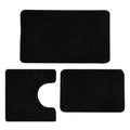 3 Pieces Luxury Bathroom Rug Set with U-Shaped Toilet Rug, Non-Slip Rubber Bottom, Thick Microfiber Fluffy Plush, Water Absorption, Quick Dry, Ultra Soft, Bath Mats for Bathroom, Tub(Black) - color: Black